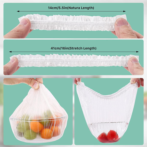 300PCS Fresh Keeping Bags,Elastic Food Storage Covers,Universal Kitchen Wrap Seal Caps,Food Covers Stretch Reusable,Stretch Plastic Wrap Bowl