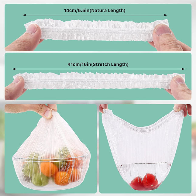 300PCS Fresh Keeping Bags,Elastic Food Storage Covers,Universal Kitchen Wrap Seal Caps,Food Covers Stretch Reusable,Stre
