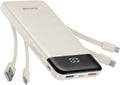Portable Charger with Built in Cables, Portable Charger with Cords Wires Slim 10000Mah Travel Essentials Battery Pack 6 Outputs 3A Fast Charging