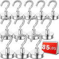 DIYMAG Magnetic Hooks Heavy Duty, 80 LBS Neodymium Magnet Hooks for Home, Kitchen, Workplace, Office, Garage and Indoor Hanging, Silver, Pack of 12