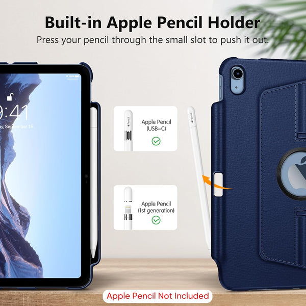 Fintie Rotating Case for iPad (A16) 11th Generation 11 Inch (2025), iPad 10th Generation 10.9 Inch (2022) - [Built-in Pencil Holder] 360 Degree