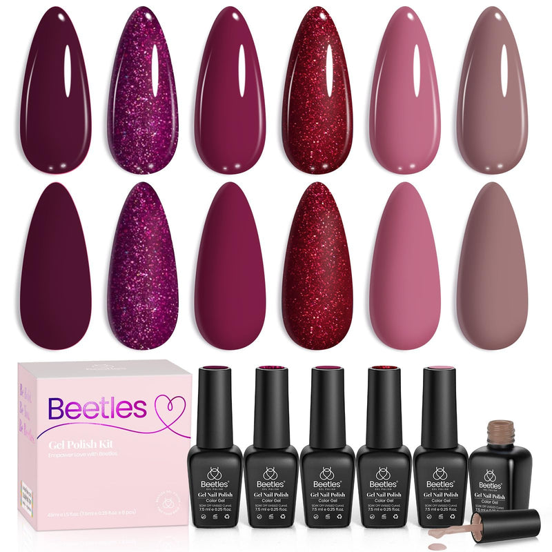 Beetles Brown Gel Nail Polish Set Nude Gel Polish Nail Set 6 Colors Sandstorm Collection Peach Brown Natural Manicure Kit Soak off Uv Led Lamp