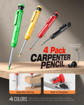 Nicpro 4 Pack Carpenter Pencil with Sharpener, Mechanical Carpenter Pencils with 52 Refills, Construction Pencil Heavy Duty Woodworking Pencils