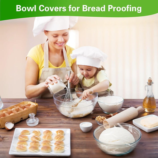 Plastic Bowl Covers for Bread Proofing, Thickened Transparent Fits Bowls up to 10", Shower Caps for Sourdough Bread
