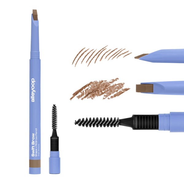 ALLEYOOP Swift Eyebrow All-In-1 Brow Definer with Built-In Sharpener & Spoolie Brush, Water & Smudge Resistant and Eyebrow Pencil for Women,