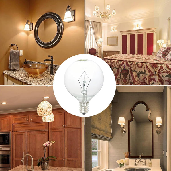 40W Light Bulbs,Wax Warmer Bulbs,E12 Candelabra Base 120 Volt round Light Bulbs for Full Size Scentsy Warmer ,Wax Melt Warmer,Chandelier Table
