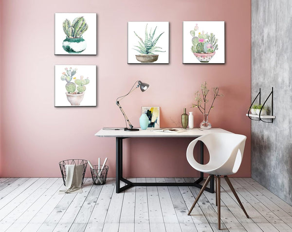 Dgbtcart Succulent Plants Bathroom Decor Wall Art, Green Cactus Pictures Canvas Print, Botanical Paintings for Bedroom Living Room Office