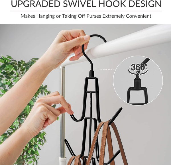ZEDODIER Purse Hanger Organizer for Closet, 4 Pack Hanging Bag Holder, Keeping Purses Visible and in Good Condition, Metal Handbag Storage Hook
