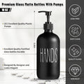 Glass Soap Dispenser Set 2 Pack,Contains Hand and Dish Soap Dispenser.Premium 16 Oz Black Kitchen Soap Dispenser Set for Kitchen Sink and