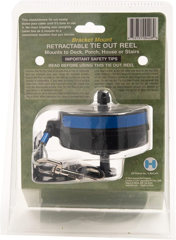 Lixit Bracket Mount and Stake Retractable Leash Tie Outs for Dogs (Bracket, Medium)