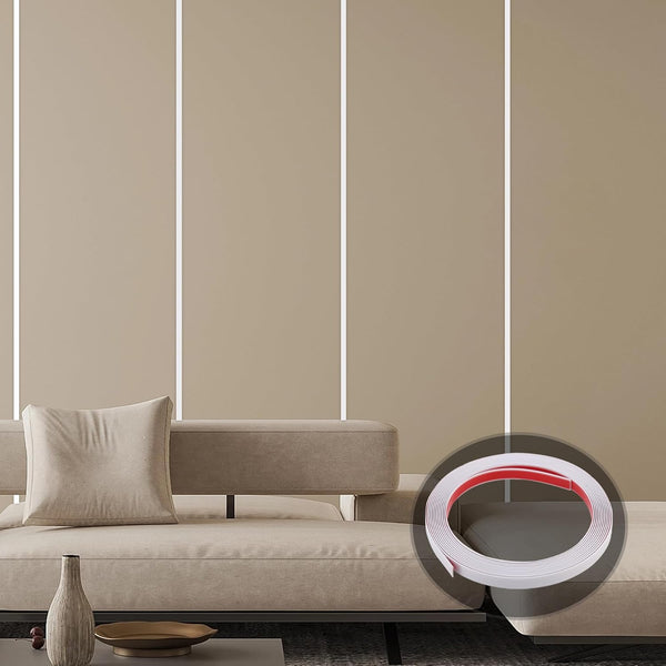 Peel and Stick Wall Trim, Flexible Mirror Edging, Finish Molding for Ceiling Floor Tile Edge Furniture and Home Decoration (Matte White, 196.8" X