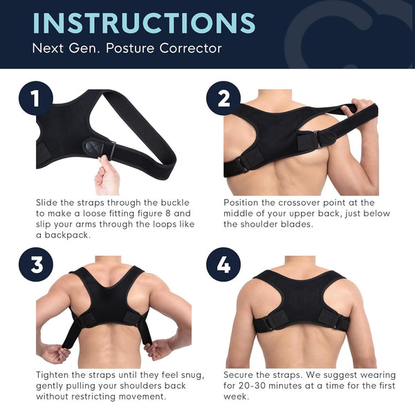 Copper Compression Posture Corrector for Men & Women - Adjustable Copper Infused Orthopedic Brace for Pain Relief from Bad Posture, Slumping -