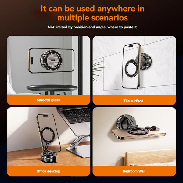 Car Phone Mount for Magsafe, 360 Degree Rotation Dashboard Vacuum Magnetic Phone Holder, Foldable Suction Cup Car Phone Mount for All Smart Phone