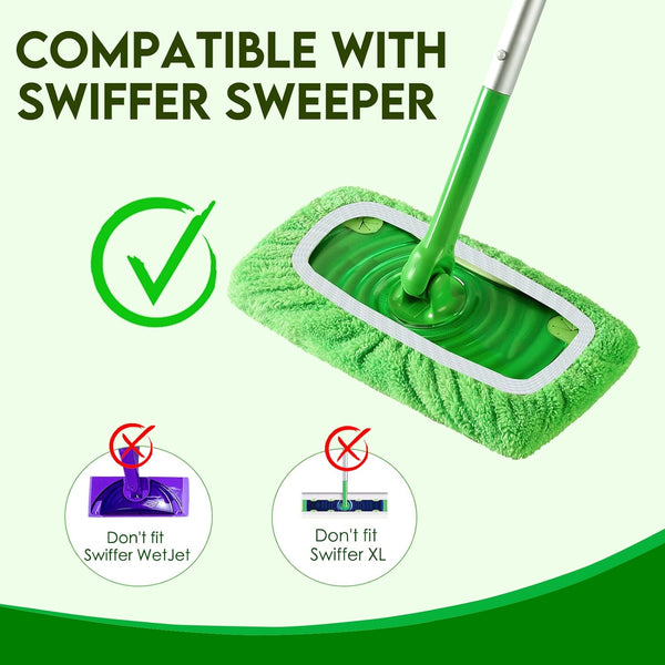 Reusable Wet Pads for Swiffer Sweeper Mop - Dry Sweeping Cloths & Wet Mopping Cloths for Household Cleaning - Washable Microfiber Pads for Mopping
