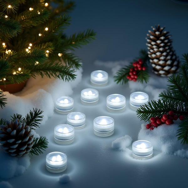 Mini Waterproof Battery LED Tealights - 20Pcs Bright Battery Powered LED Puck Accent Light for Party Events Wedding Centerpiece Vases Lantern