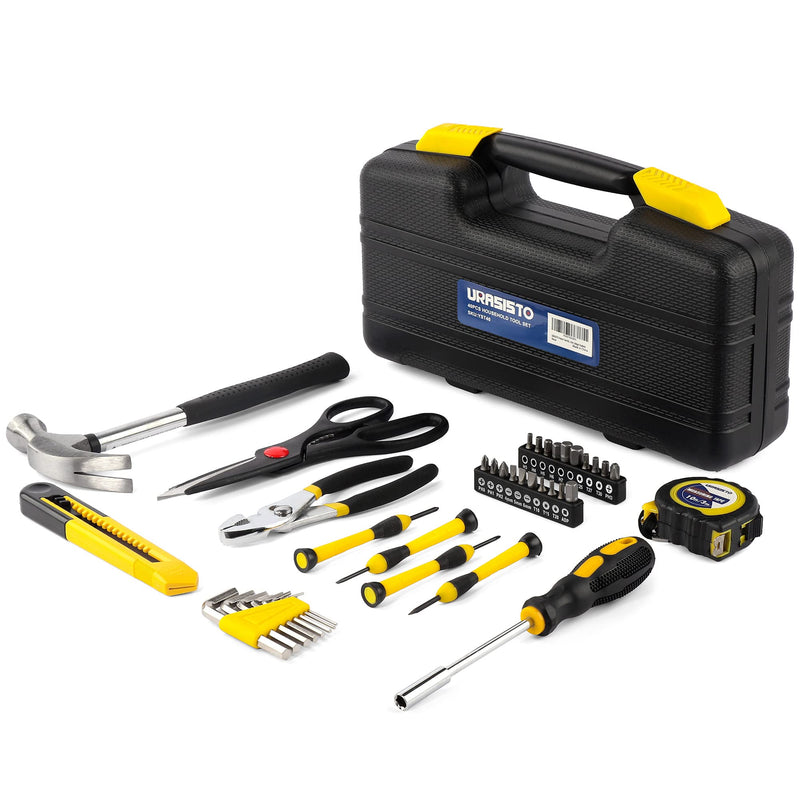 40-Piece Home Tool Kit with Easy Carrying Box, Small Basic Hand Tool Set Perfect for DIY Building, Home Maintenance and Woodworking, Great for