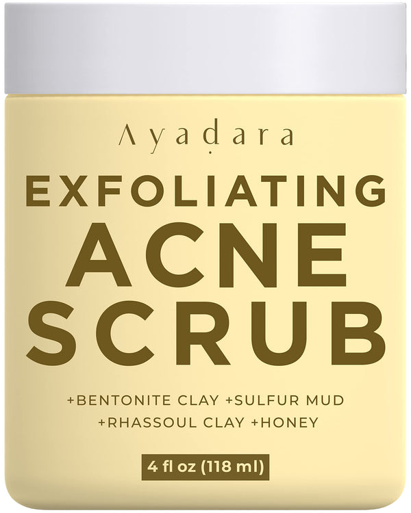 Exfoliating Acne Scrub, 4 Fl Oz(118 Ml), Exfoliating Acne Face Wash, Natural Facial Scrub for Severe and Hormonal Acne, Facial Acne Scrub for