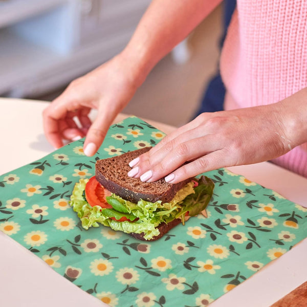 Beeswax Wraps for Food, Large 39.4'' X 13'', Reusable Beeswax Paper Roll for Bread, Sandwich Wrapper, Bowl Covers, White Flower