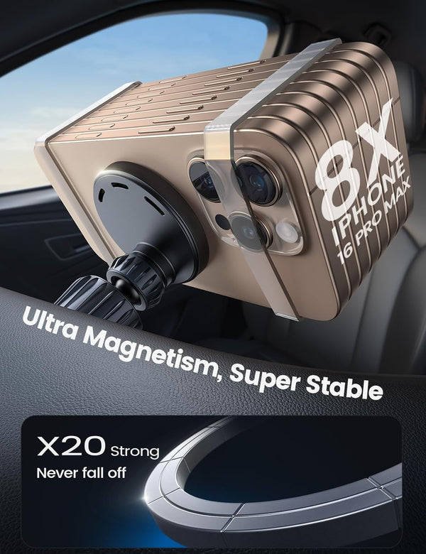 Lamicall 15W for Magsafe Car Mount Charger - [3-In-1 Upgraded Intelligent Chip] 360Â° Wireless Car Phone Holder Charger Vent Dashboard Magnetic