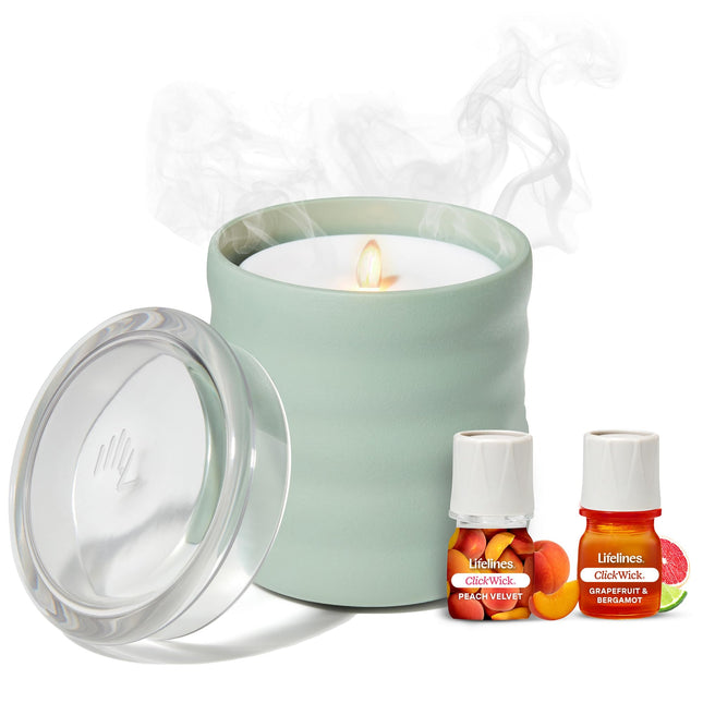 Lifelines Flameless Candle Aromatherapy Essential Oil Diffuser with Clickwick Essential Oil Blend - Cordless & Waterless