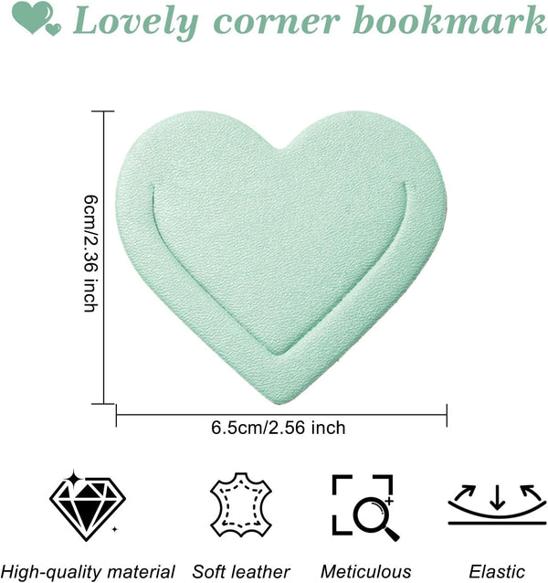 6 Pieces Leather Heart Bookmarks, Cute Corner Page Bookmark, Book Marks Reading Gifts for Women Teachers Students, Book Lovers Accessories for