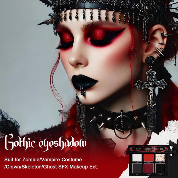 Afflano Red Black Eyeshadow Goth Makeup Palette, Vampire Blood Red Halloween Makeup Palette, Burgundy Dark Smokey Eye Shadow Palette Pigmented,