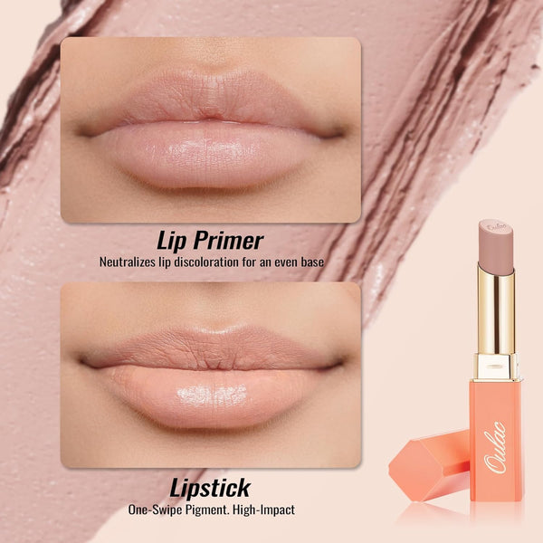 Oulac Beige Lipsticks for Women, Pale Nude Matte Lip Base, Full Coverage Lip Color, Satin Matte Finish, Cream Texture, Hydrating, Infused with