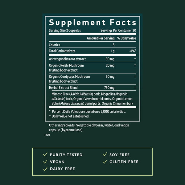 Gaia Herbs Adrenal Health Nightly Restore - Herbal Supplement with Ashwagandha, Magnolia Bark, Cordyceps, Lemon Balm, and More - 60 Vegan Liquid
