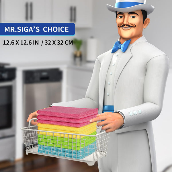 MR.SIGA Microfiber Cleaning Cloth,Pack of 12,Size:12.6" X 12.6