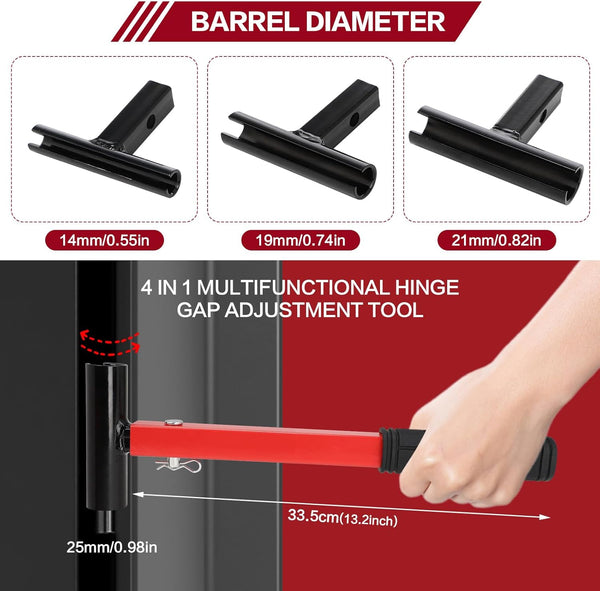 Door Hinge Adjustment Tool Set,4 Size with Replacement Rounds-Hinge Gap Adjusting Wrench,Durable Steel Construction Door Hinge Repair Spanner