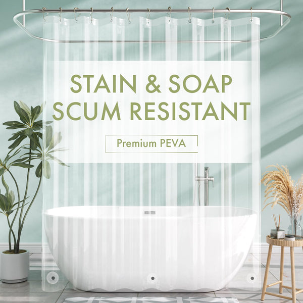 Amazerbath Shower Curtain Liner, 72X72 Clear Shower Curtain Liner, Waterproof Plastic Shower Liner, Cute Lightweight PEVA Shower Curtain for