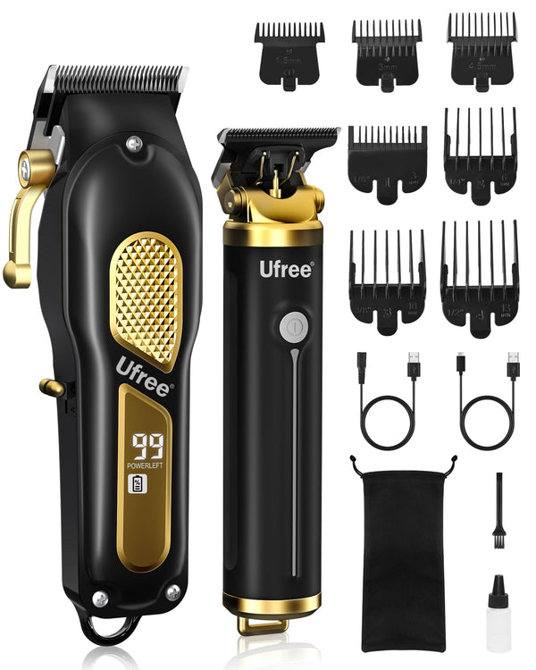 Ufree Hair Clippers for Men, Professional Clippers and Trimmers Set, Cordless Clippers for Hair Cutting, Beard Trimmer, Barber Clippers,