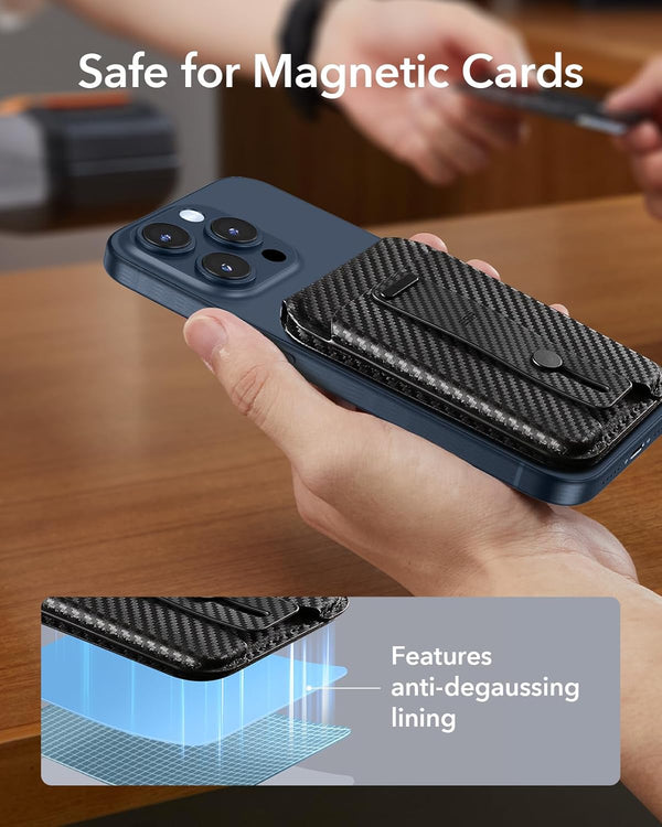ESR Upgraded for Magsafe Wallet, 5 Card Holder with Adjustable Stand, Secure Grip Finger Loop, Magnetic Wallet for Iphone 16/15/14/13/12, Not for
