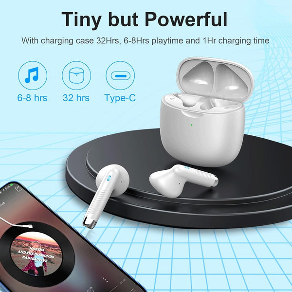 Wireless Earbuds, Bluetooth 5.4 Headphones in Ear with Noise Cancelling Mic, Bluetooth Earbuds Stereo Bass, IP7 Waterproof Sports Earphones, 32H
