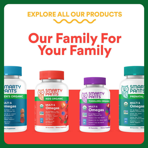 Smartypants Kids Multivitamin & Fiber Gummies: Prebiotic Fiber to Support Kids Digestion with Vitamin D3, C, Vitamin B12, B6, A, Zinc, Biotin,