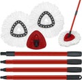 Mop Replace Heads Mop Handle and Mop Base Replacement for O Cedar EasyWring 1-Tank Spin Mop System, 2 Microfiber Mop Head Refills, 4-Section Iron