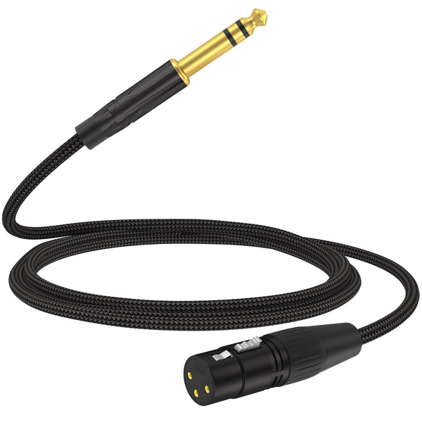 HOSONGIN XLR Female to 1/4 TRS Male Balanced Cable, 6.35Mm Balanced Stereo Jack Cable with 3-Pin Connector, Nylon Braided for Live Sound,