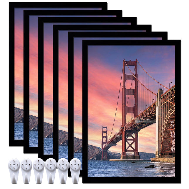 6 Sets 8X12 Picture Frame, Frames for 8 X 12 Canvas Collage Photo Poster Certificate Wall Gallery, High Transparent Hori