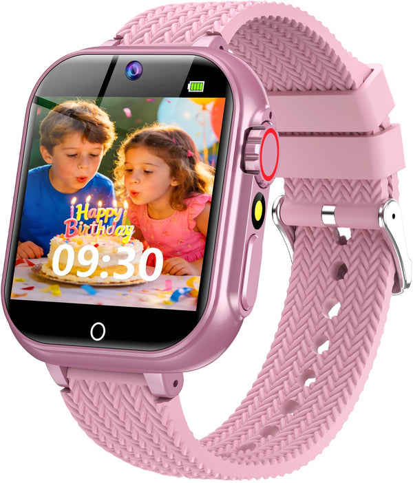 Kids Smart Watch Gift for Girls Age 5-12, 32 Games HD Touch Screen Watches with Video Camera Music Player Pedometer Flashlight 12/24 Hr