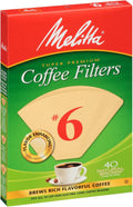 Melitta #6 Cone Coffee Filters, Unbleached Natural Brown, 40 Count (Pack of 12) 480 Total Filters Count - Packaging May Vary