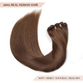 Sisily Clip in Hair Extensions Real Human Hair, 16 Inch 140G, Chocolate Brown, 100% Brazilian Remy Human Hair Clip in Extensions Soft Straight