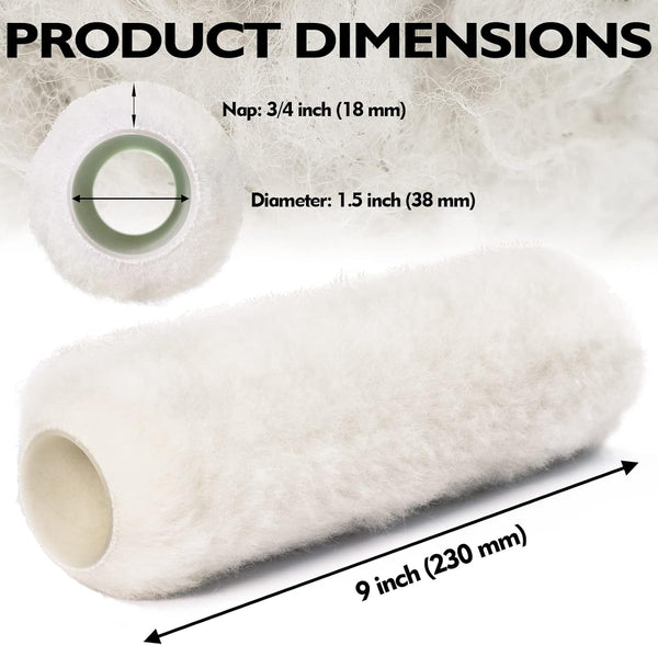 6Pcs Paint Roller Covers 9 Inch X 3/4" Nap, High Capacity Lambswool Roller Covers for Paint Rollers, Naps for Paint Roller Brush, House Painting