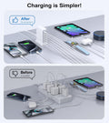Charging Station for Multiple Devices, 45W 6 Port USB Charger Charging Block with 1 USB-C 5 USB-A Port, Power Strip Plug Charging Multi Travel
