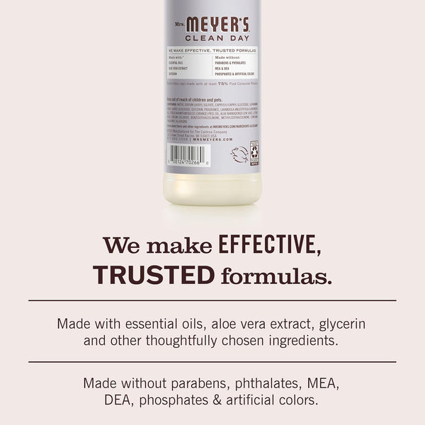MRS. MEYER'S CLEAN DAY Liquid Dish Soap, Biodegradable Formula, Lavender, 16 Fl. Oz - Pack of 3