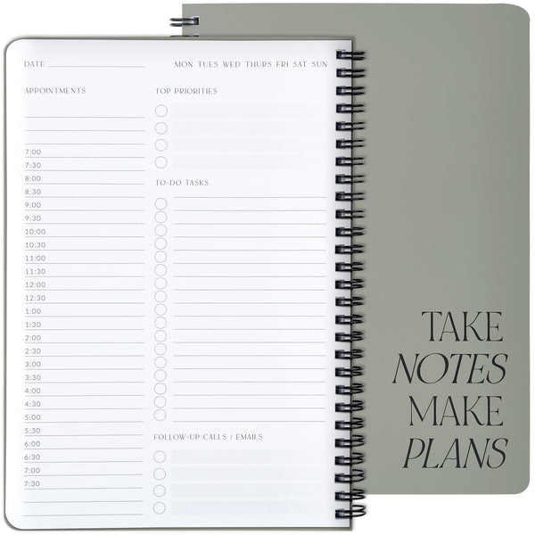 Beautiful Daily Planner and Notebook with Hourly Schedule - Aesthetic Spiral to Do List Notepad to Easily Organize Your Work Tasks and