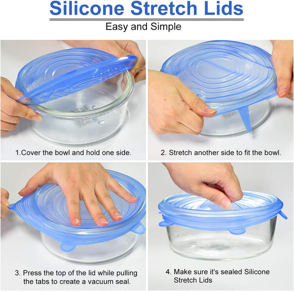 Silicone Stretch Lids 14 Pack Include 2Pcs Size up to 9.8'' Diameter,Reusable Durable Food Storage Covers for Bowl,7 Different Sizes to Meet