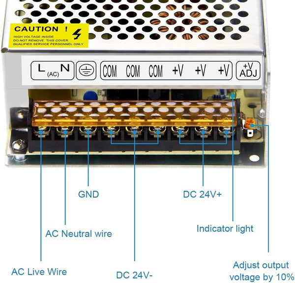 SHNITPWR 24V Power Supply 10A 240W AC DC Adapter, DC 24 Volt 10 Amp Switching Power Converter Transformer LED Driver 110V / 220V AC in for LED
