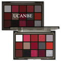 UCANBE Red Eyeshadow Makeup Palette, 15 Colors Burgunry Gray Silver Shimmer Matte Glitter Metallic Eye Shadow Pallet, Pigmented Make Up Kit for