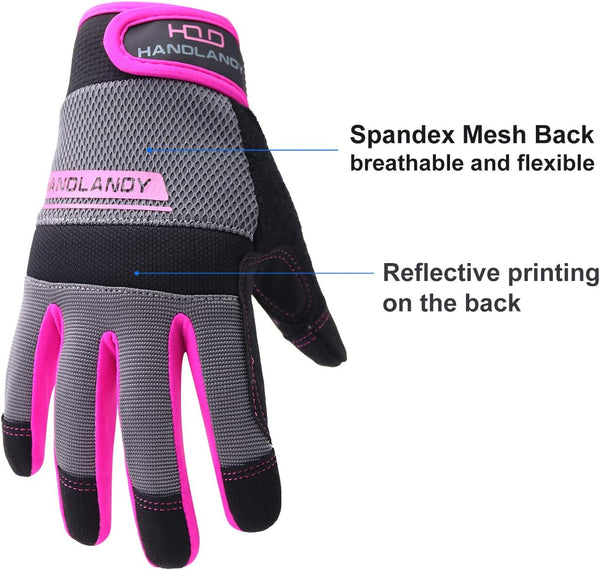 HLDD HANDLANDY Work Gloves Women, Safety Work Gloves Touchscreen Working Glove for Mechanic, Gardening, Construction, DIY, Breathable & Flexible