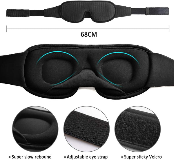 LEEKEN 3D Sleeping Eye Mask - 100% Lights Blockout Sleep Mask for Men Women, Cool Sports Fabric Eye Cover for Travel/Nap/Night